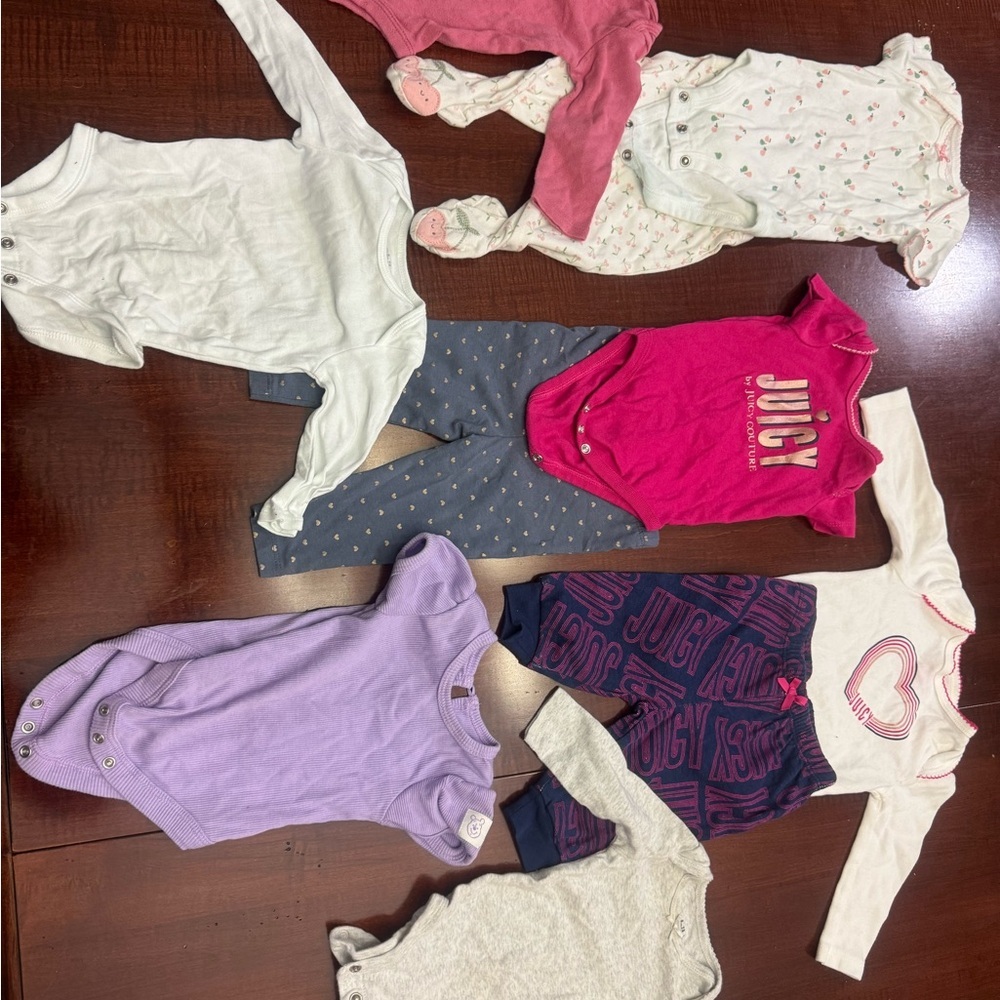 Juicy Couture Baby Apparel Set in Pink, Purple, and Cream